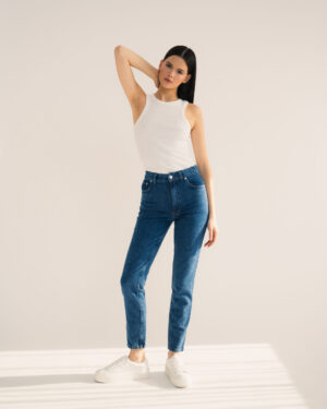 Jeansy Nida ciemnoniebieskie - bawełna z recyklingu