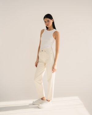 Jeansy Narew beżowe - bawełna z recyklingu